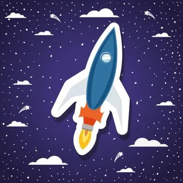Rocket over background with clouds design vector illustration Illustrazione stock