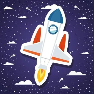 Rocket over background with clouds design vector illustration Illustrazione stock