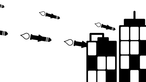 Rocket Over City Stock Footage 335672281