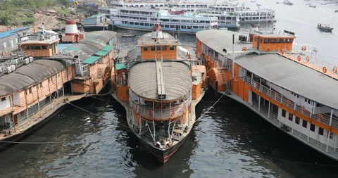 Rocket Paddle Steamer Sits Moored At Ferry Terminal In Bangladesh Stock Footage 170778299