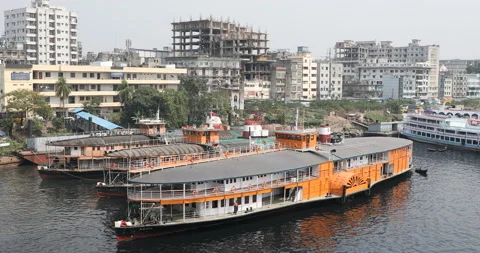Rocket Paddle Steamer Sits Moored At Ferry Terminal In Bangladesh Stock Footage 170778302