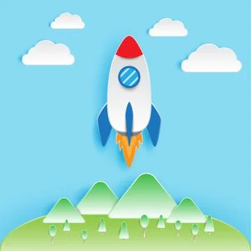 Rocket Papercut Stock Illustration