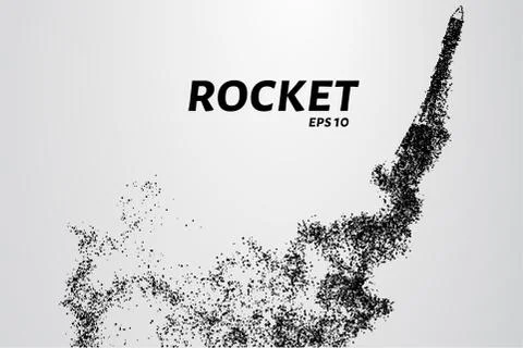 Rocket from the particles. The rocket consists of circles and points. Vector  Stock Illustration