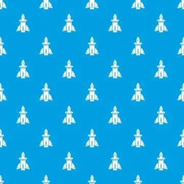 Rocket pattern seamless blue Stock Illustration