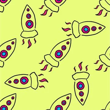 Rocket pattern vector hand drawn illustration Stock Illustration