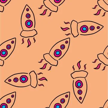 Rocket pattern vector hand drawn illustration Stock Illustration