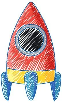 Rocket pencil colour child scribble style Stock Illustration