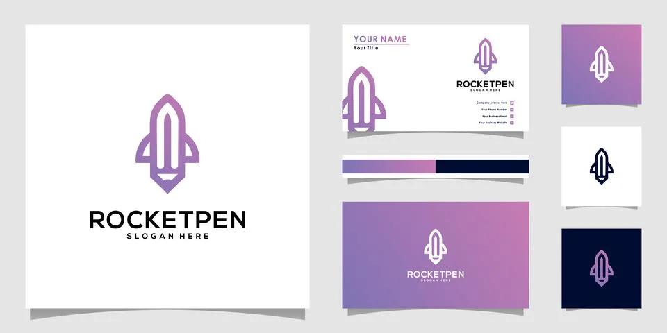 Rocket pencil logo vector design premium Stock Illustration