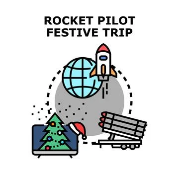 Rocket pilot festive journey vector illustration Stock Illustration