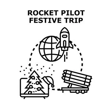 Rocket pilot festive journey vector illustration Stock Illustration