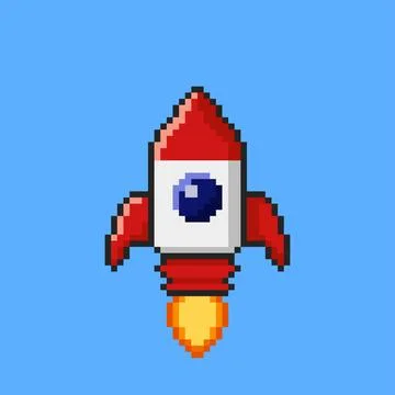 Rocket pixel art. Vector illustration design Stock Illustration