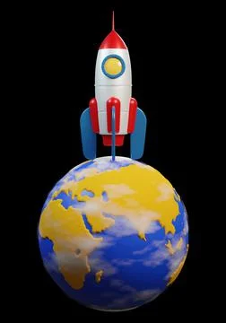 Rocket on planet earth Stock Illustration