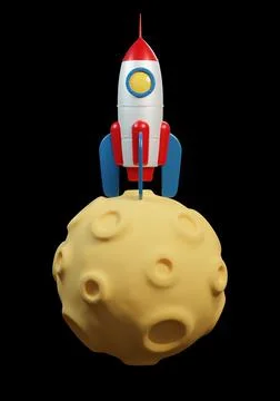 Rocket on planet moon Stock-Illustration