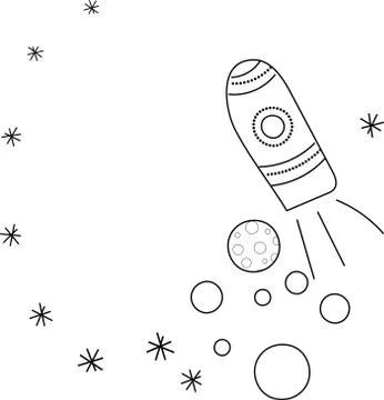 Rocket, planets, and stars vector illustration Stock Illustration