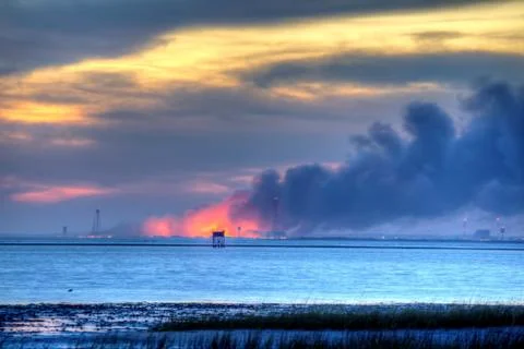 Rocket post-launch fire Stock Photos