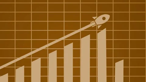 Rocket Powered Growth Chart Animation, A stylized graph with a rocket icon .. Video stock 304248734