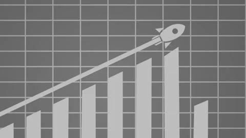 Rocket Powered Growth Chart Animation, A stylized graph with a rocket icon .. Stock Footage 304249794