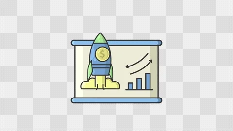 Rocket presentation chart for business animated icon alpha channel motion g.. Stock Footage 285001166