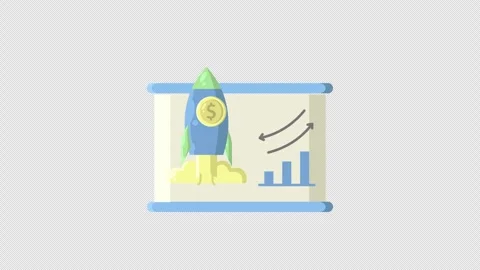 Rocket presentation chart for business animated icon looping alpha channel .. Stock Footage 303094860