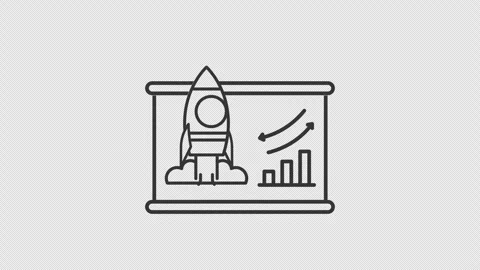 Rocket presentation chart for business animated icon looping alpha channel .. Stock Footage 303094872