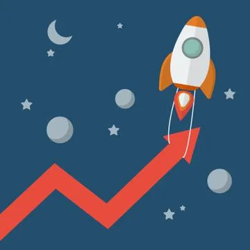 Rocket pull arrow graph up Illustrazione stock