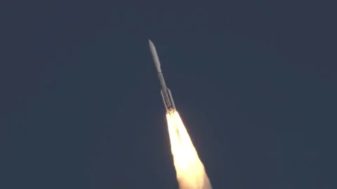 A rocket racing toward space through the atmosphere. 4k Stock Footage 309361282