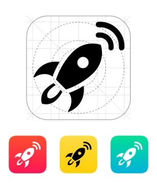 Rocket with radar icon on white background. Stock Illustration