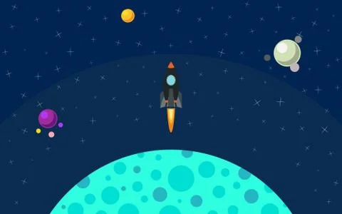 The rocket is removed from the planet Stock Illustration