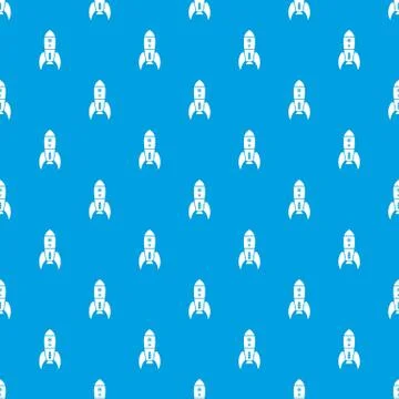 Rocket retro pattern seamless blue Stock Illustration