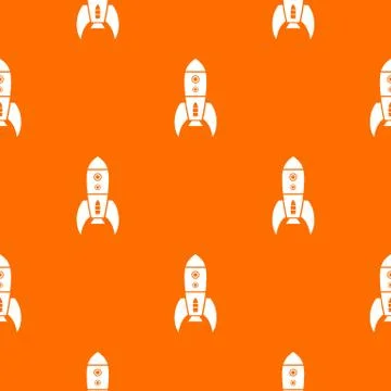 Rocket retro pattern vector orange Stock Illustration