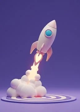 Rocket Rising-From-Arrow 3d Stock Illustration