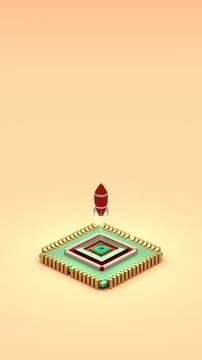 Rocket rising from artificial intelligence chip on circuit board with copy .. Stock Photos