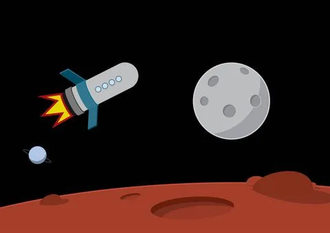 Rocket Rocket fly into space. Flat style vector illustration. Copyright: x... Stock Photos