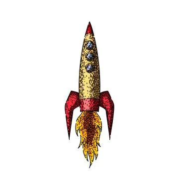 Rocket rocket sketch hand drawn vector Stock Illustration