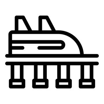 Rocket roller coaster icon, outline style Stock Illustration