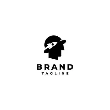 Rocket Round The Head Silhouette Logo Design Stock Illustration