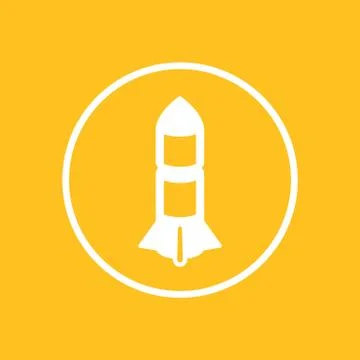 Rocket round icon, rocket launch pictogram in circle, vector illustration Stock Illustration