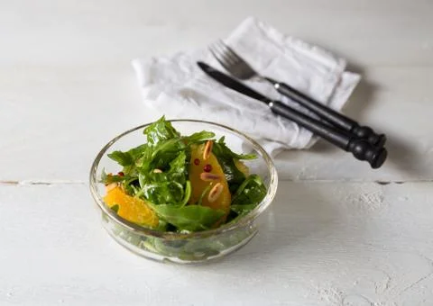 Rocket salad with fruit 스톡 사진