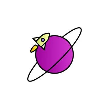 Rocket, saturn, space color gradient vector icon Stock Illustration