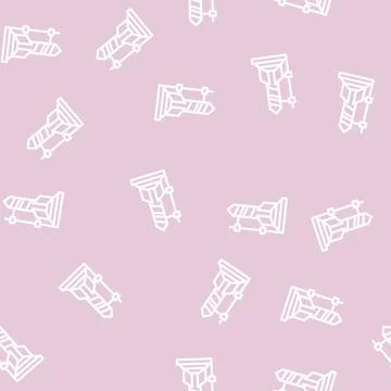 Rocket science line vector seamless pattern Stock Illustration