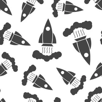 Rocket seamless pattern background. Business flat vector illustration. Startu Stockillustratie