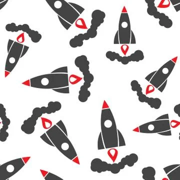 Rocket seamless pattern background. Business flat vector illustration. Startu 스톡 일러스트