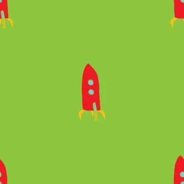 Rocket Seamless pattern. Cute Doodles space ships sketch. Hand drawn Cartoon  스톡 일러스트