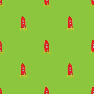 Rocket Seamless pattern. Cute Doodles space ships sketch. Hand drawn Cartoon  스톡 일러스트