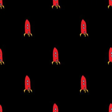 Rocket Seamless pattern. Cute Doodles space ships sketch. Hand drawn Cartoon  스톡 일러스트