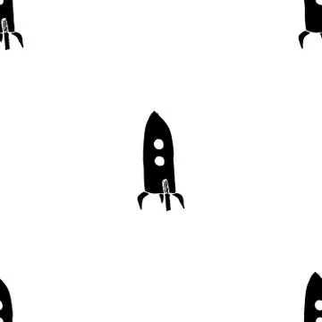 Rocket Seamless pattern. Cute Doodles space ships sketch. Hand drawn Cartoon  스톡 일러스트