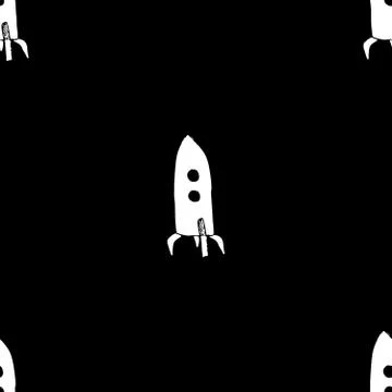 Rocket Seamless pattern. Cute Doodles space ships sketch. Hand drawn Cartoon  스톡 일러스트
