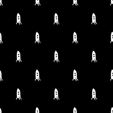 Rocket Seamless pattern. Cute Doodles space ships sketch. Hand drawn Cartoon  Stock Illustration