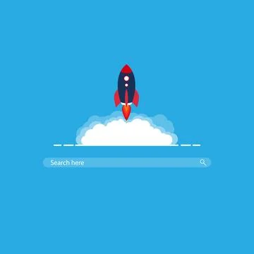 Rocket search bar. super fast web search Stock Illustration