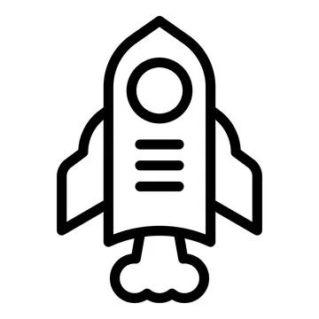 Rocket search engine icon, outline style Stock Illustration